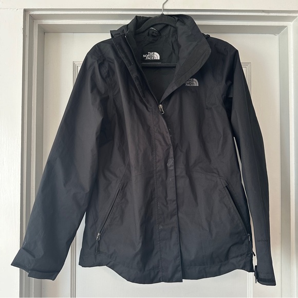 North Face Jacket Womens M Medium Black Hyvent Outdoor Hooded Zip Up Pockets - Picture 1 of 16